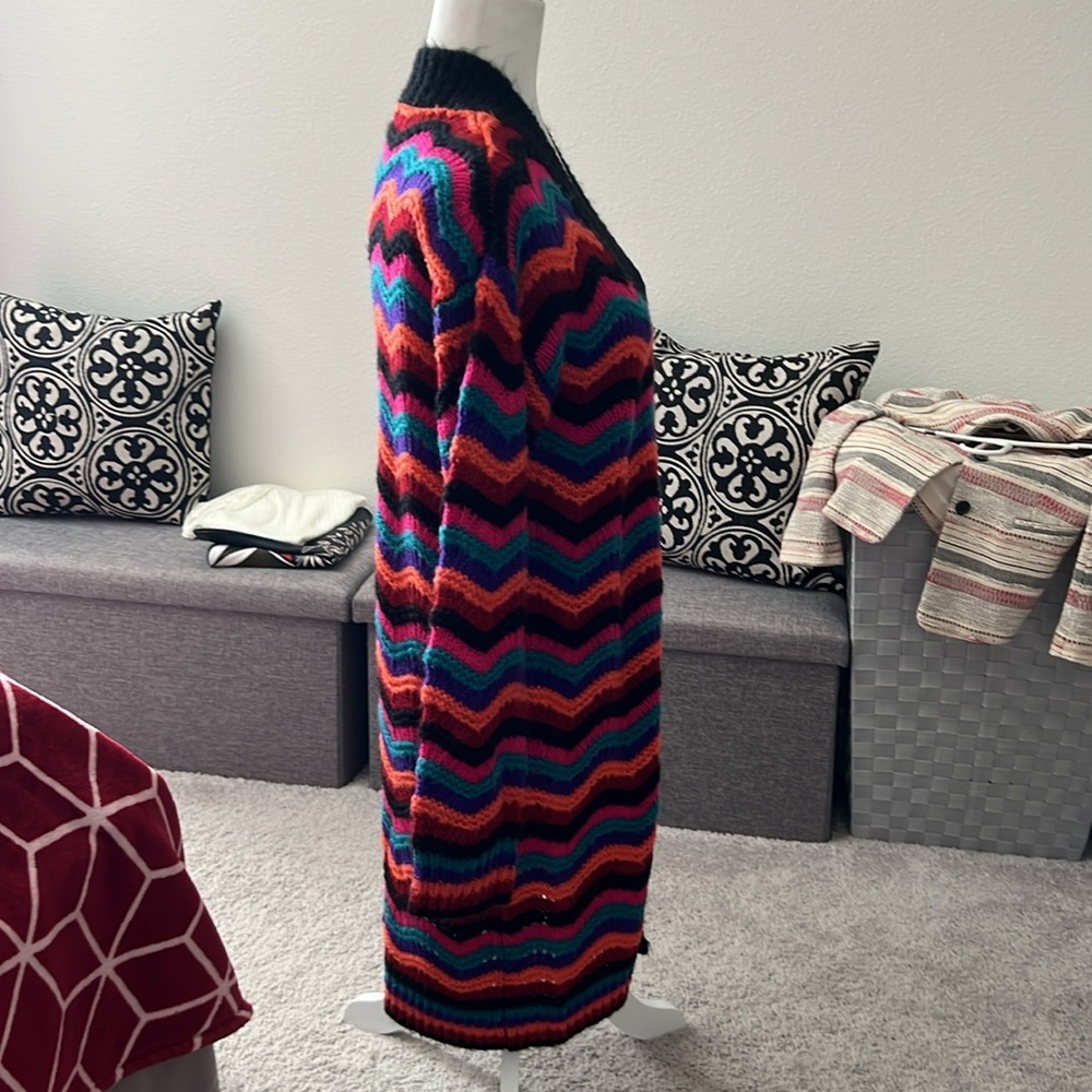 EUC Multicolor Stripe Open Front Midi Sweater - Small - Picture 3 of 8